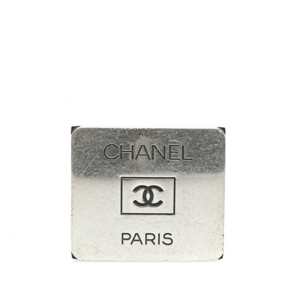 CHANEL Silver Logo Brooch - Picture 1 of 4